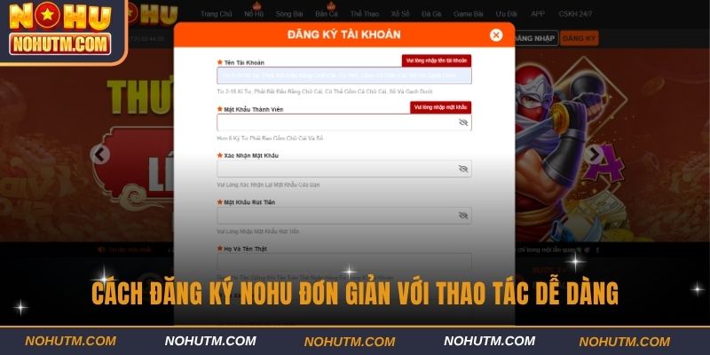 Cách đăng ký NOHU đơn giản với thao tác dễ dàng